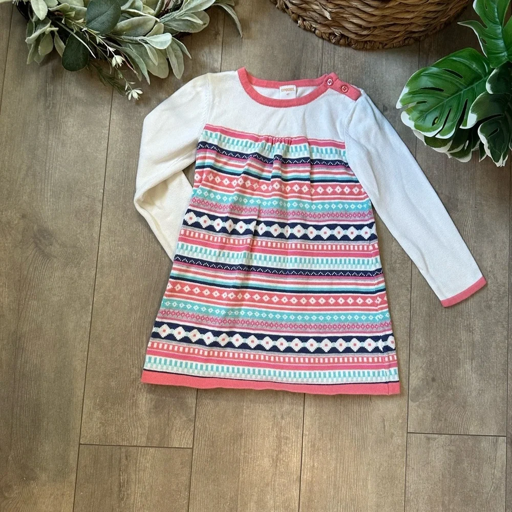 Gymboree Enchanted Winter Fair Isle Coral Sweater Dress 4T Toddler Girl